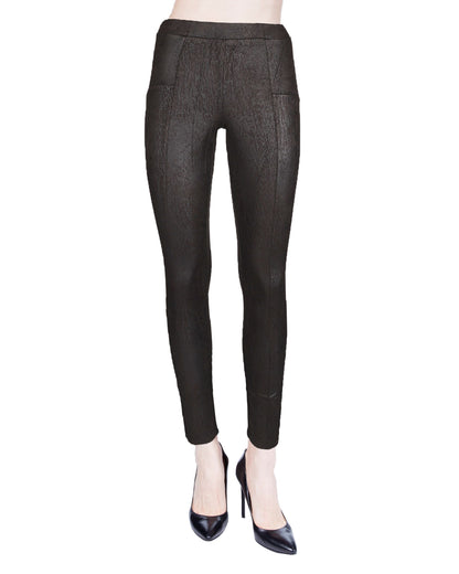 Women's Salpicada Fashion Crackle Ankle Length Leggings : Color: Black