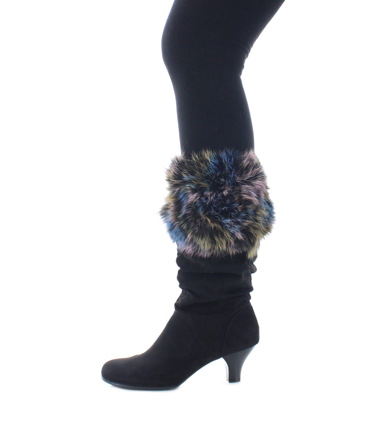 Women's Enchanted Forest Genuine Rabbit Fur Boot Toppers : Color: Blue