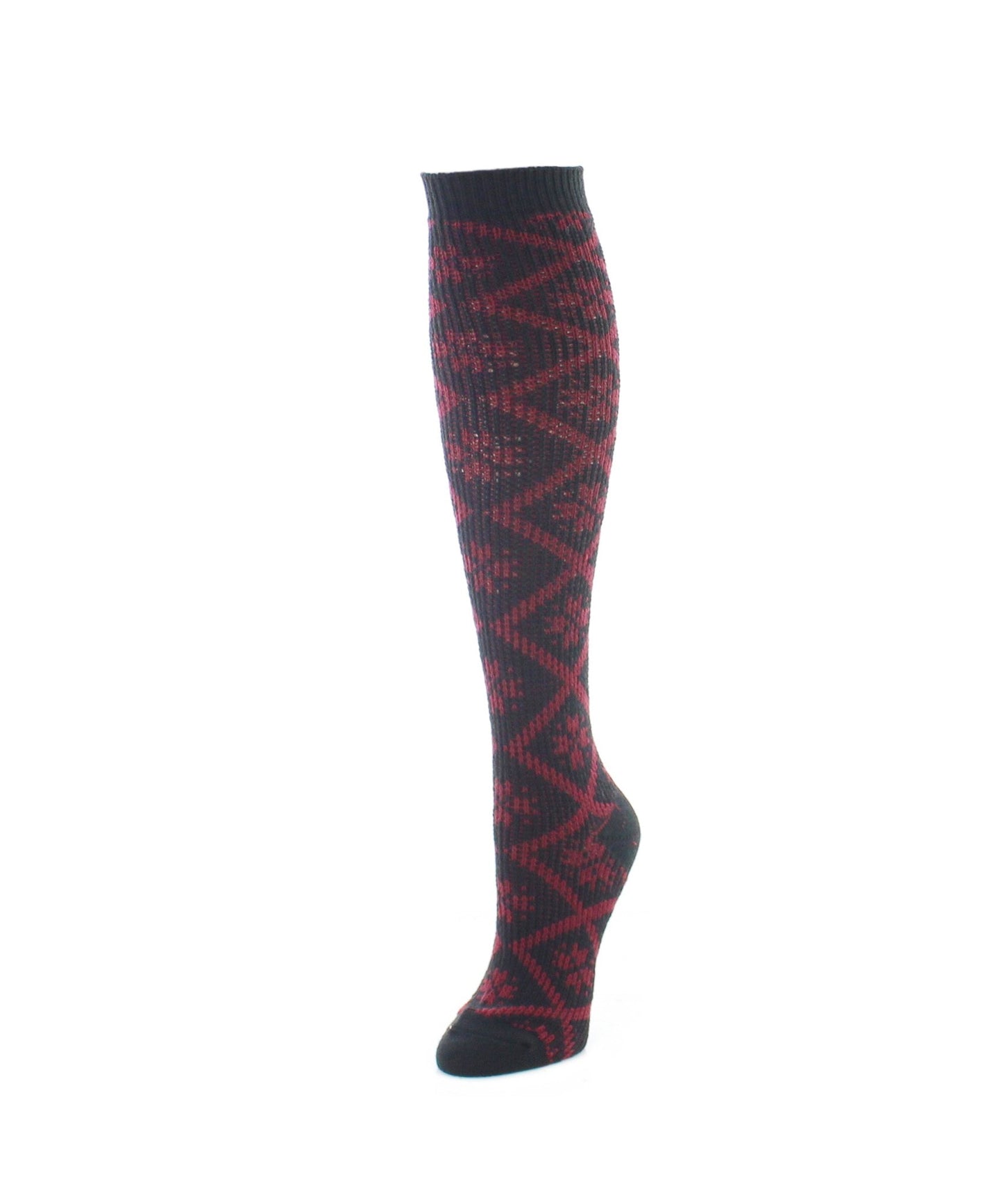 Women's Open Crochet Diamond Pattern Chunky Knee High Sock : Color: Moonlight