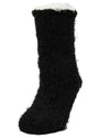 Women's Furry Sherpa-Lined Winter Crew Slipper Sock : Color: Black