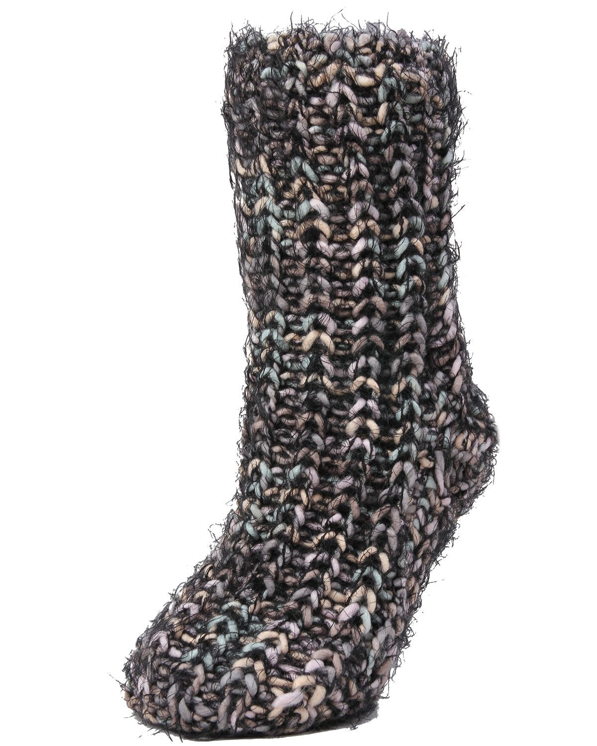 Women's Cozy Blend Sherpa-Style Lined Crew Slipper Sock : Color: Black Multi