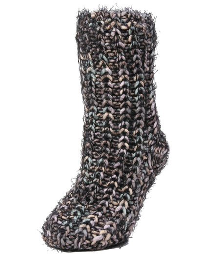 Women's Cozy Blend Sherpa-Style Lined Crew Slipper Sock : Color: Black Multi