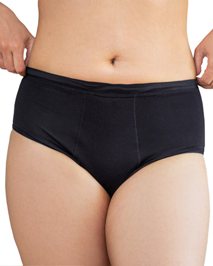 Women's Love Luna High Waist Soft and Breathable Bamboo Brief Panty : Color: Black