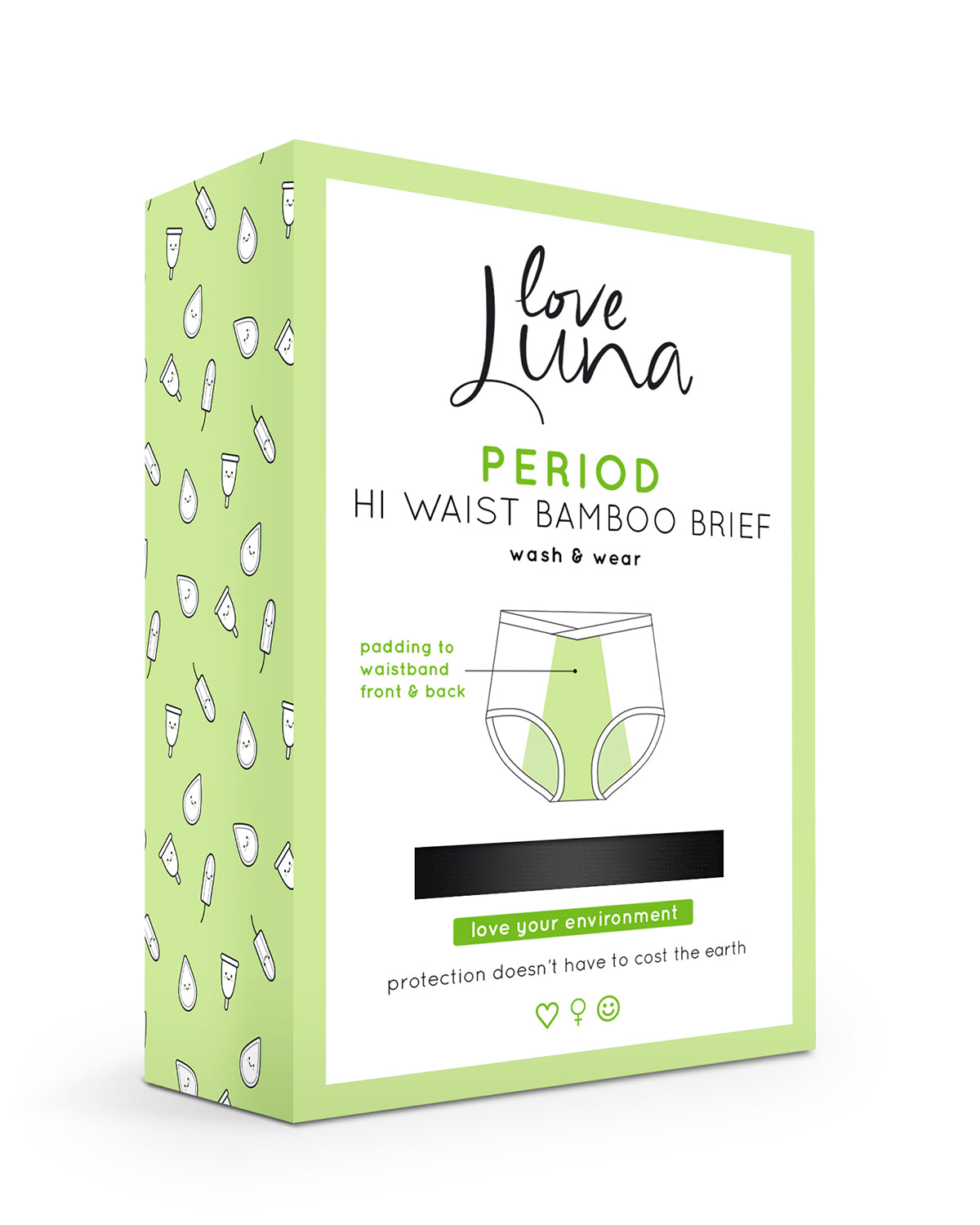 Women's Love Luna High Waist Soft and Breathable Bamboo Brief Panty : Color: Black