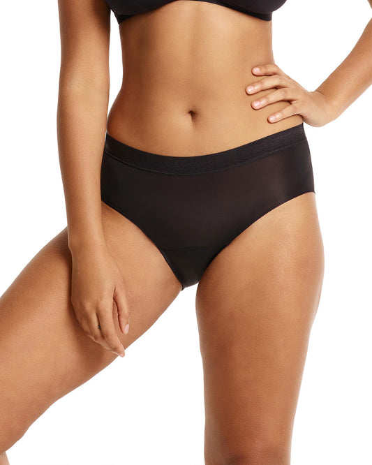 Women's Love Luna Lady Leaks Midi Workout Brief Panty : Color: Black