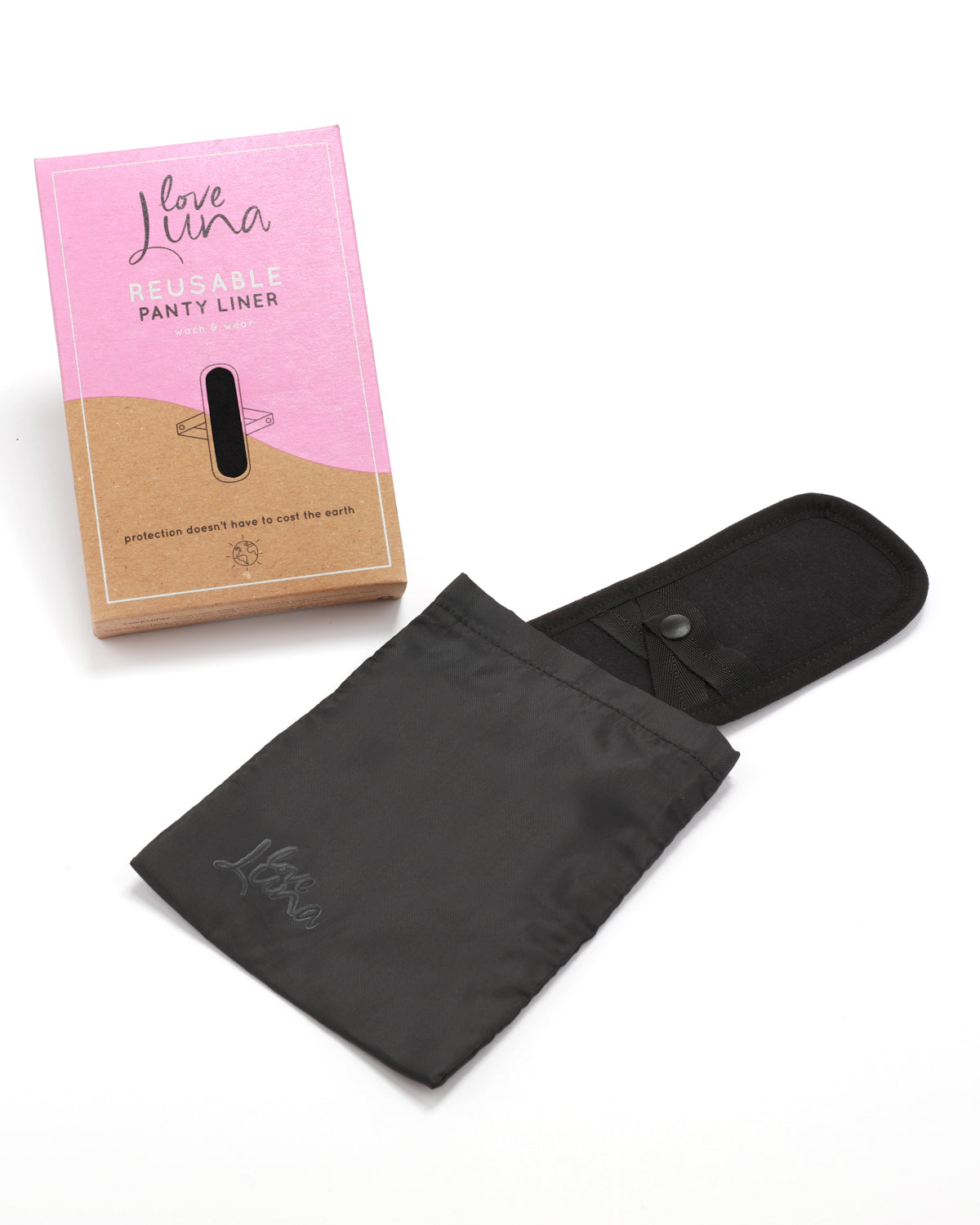 Women's Love Luna Reusable Cotton Snap-On Panty Liner : Color: Black