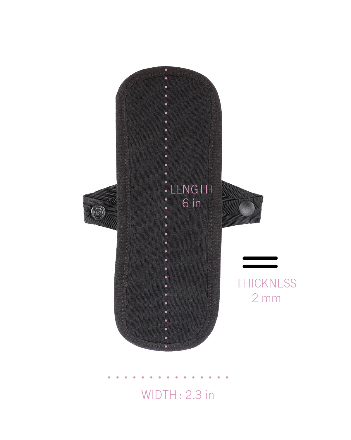 Women's Love Luna Reusable Cotton Snap-On Panty Liner : Color: Black