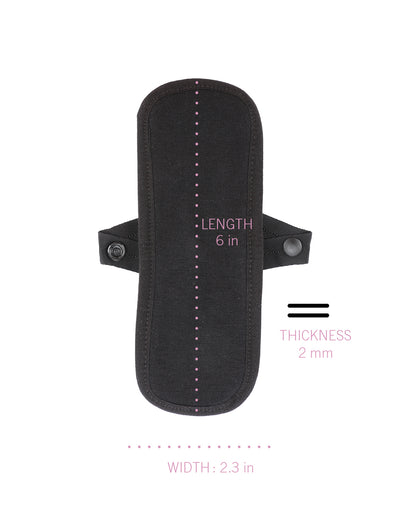 Women's Love Luna Reusable Cotton Snap-On Panty Liner : Color: Black