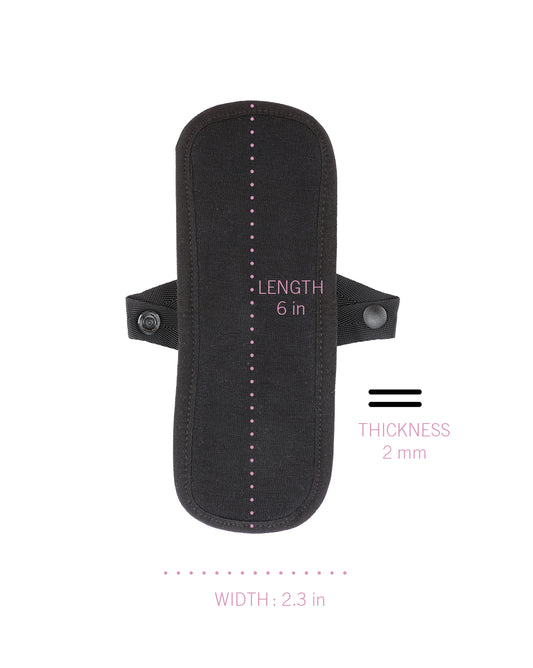 Women's Love Luna Reusable Cotton Snap-On Panty Liner : Color: Black