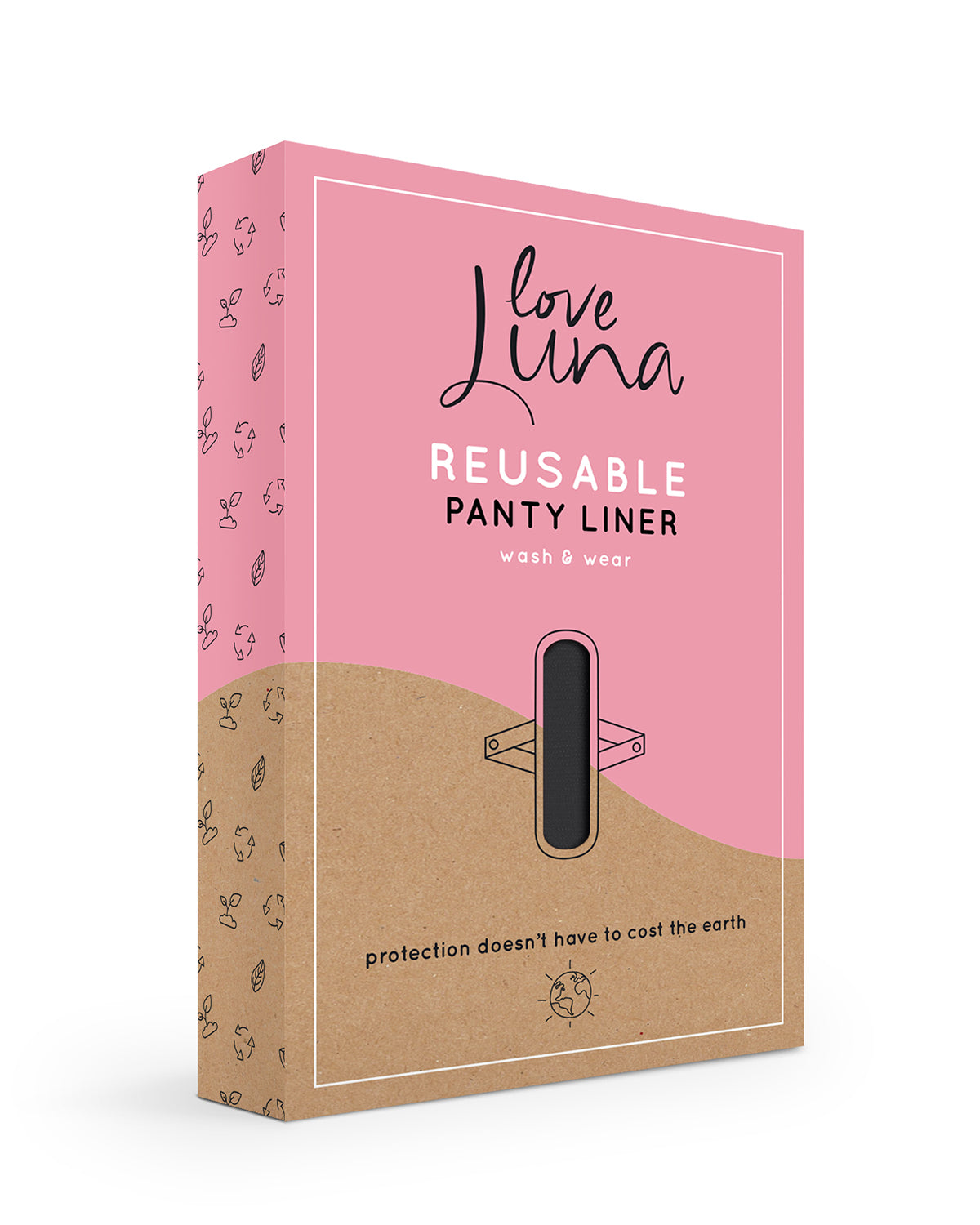 Women's Love Luna Reusable Cotton Snap-On Panty Liner : Color: Black