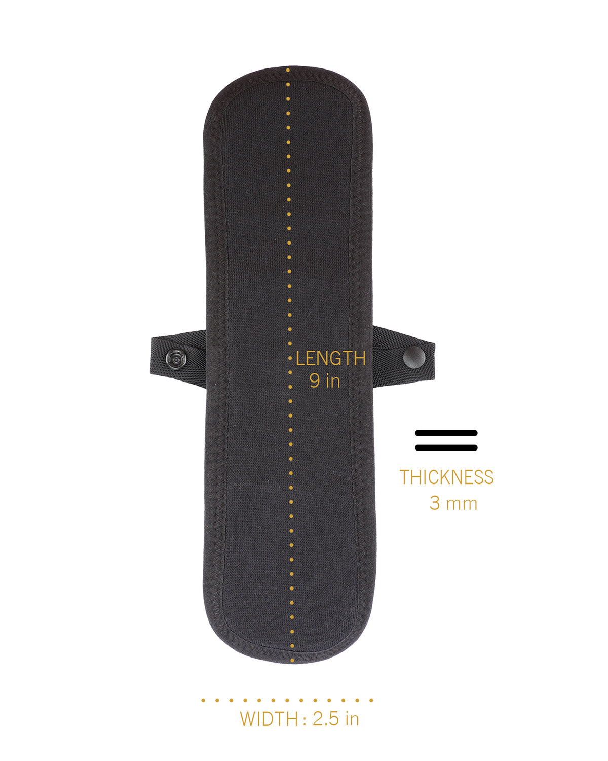 Women's Love Luna Reusable Cotton Snap-On Regular Pad : Color: Black