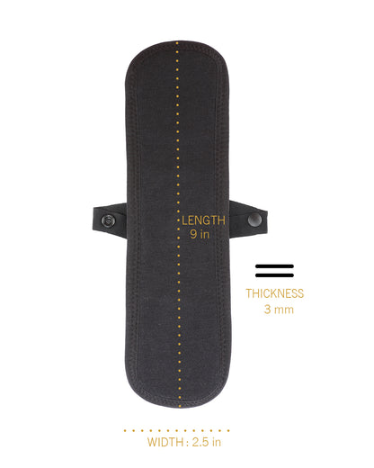 Women's Love Luna Reusable Cotton Snap-On Regular Pad : Color: Black