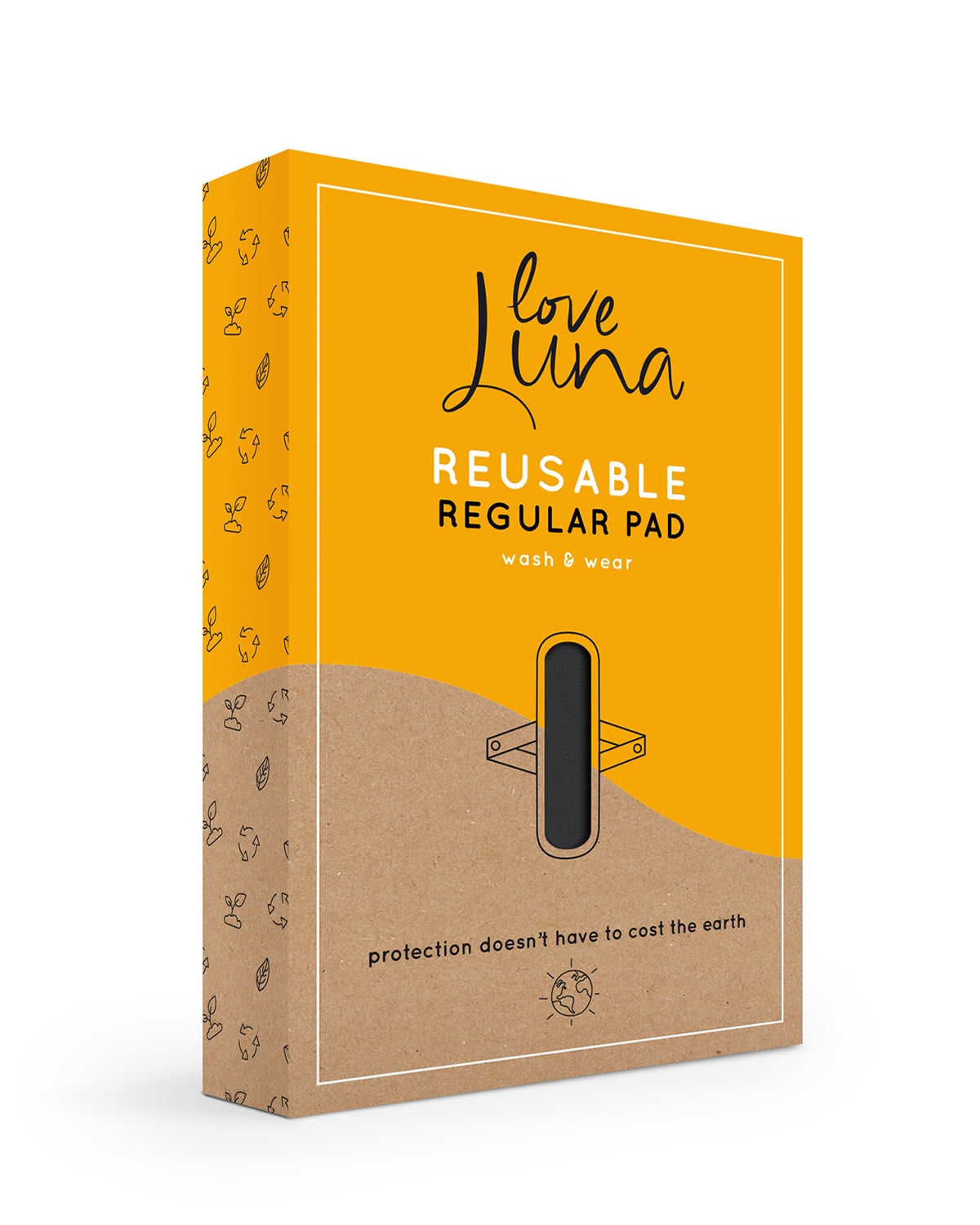 Women's Love Luna Reusable Cotton Snap-On Regular Pad : Color: Black