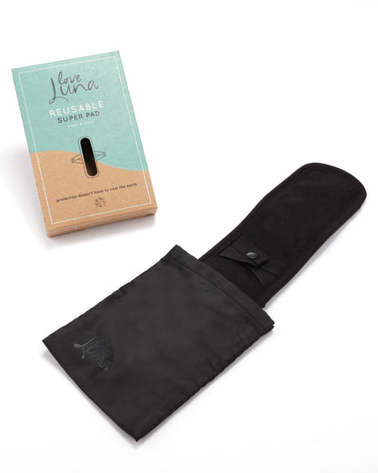 Women's Love Luna 5-Layer Reusable Snap-On Super Pad : Color: Black