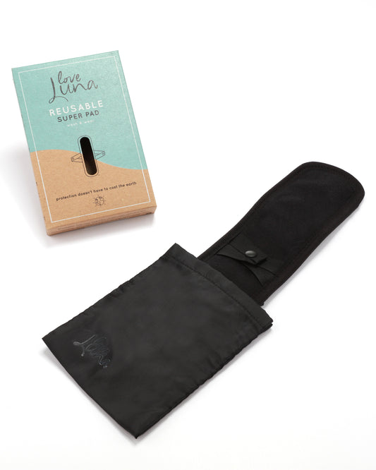 Women's Love Luna 5-Layer Reusable Snap-On Super Pad : Color: Black