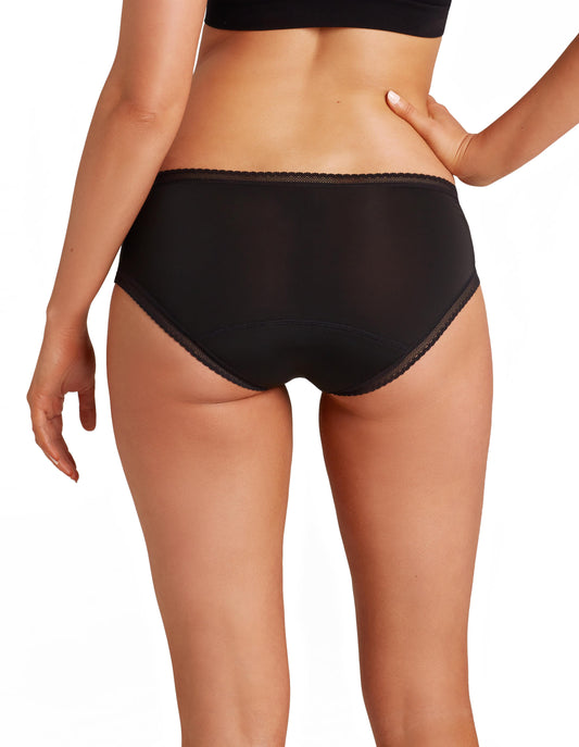 Women's Love Luna Bikini Brief Full Coverage Period Panty : Color: Black