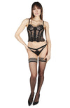 Women's 2 Piece Set Harlow Black Floral Lace Bustier and Panty : Color: Black