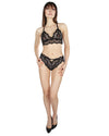 Women's 2 Piece Marlene Bralette and Open Back Panty : Color: Black