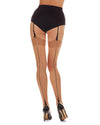 Women's Pinup Cuban Heel Thigh High Backseam Stocking : Color: Nude-Black