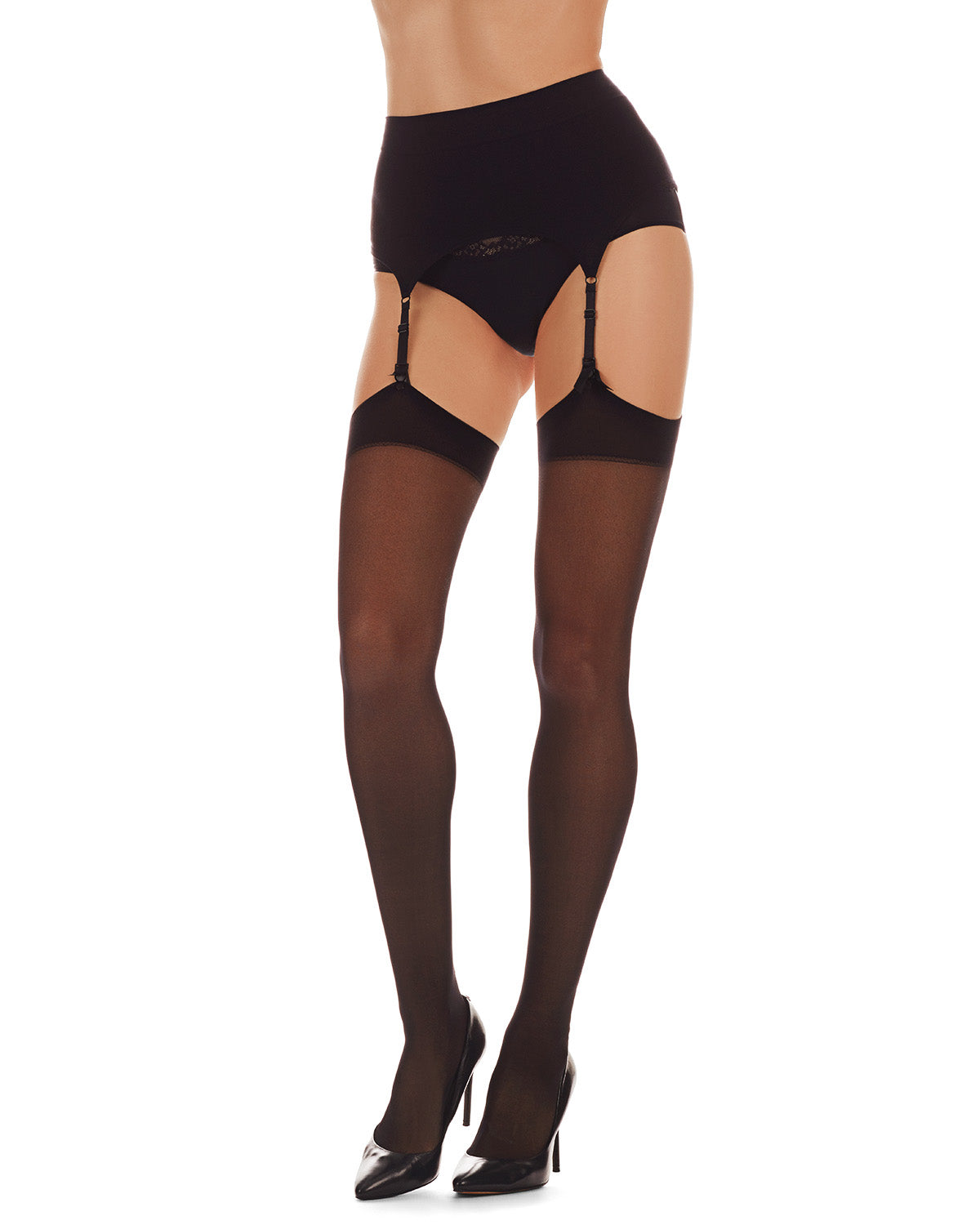 Women's Sealed with a Heart 20 Denier Sheer Backseam Stocking : Color: Black-Red