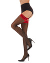 Women's Between The Lines 20 Denier Sheer Backseam Stocking : Color: Black-Red