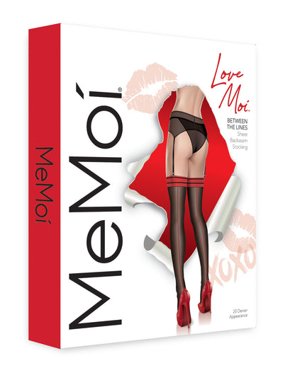 Women's Between The Lines 20 Denier Sheer Backseam Stocking : Color: Black-Red
