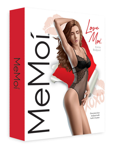 Women's Emilie Lace Sheer Thong Bodysuit with Adjustable Straps : Color: Black