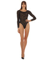 Women's Madeleine Long Sleeve Stretch Lace Bodysuit : Color: Black