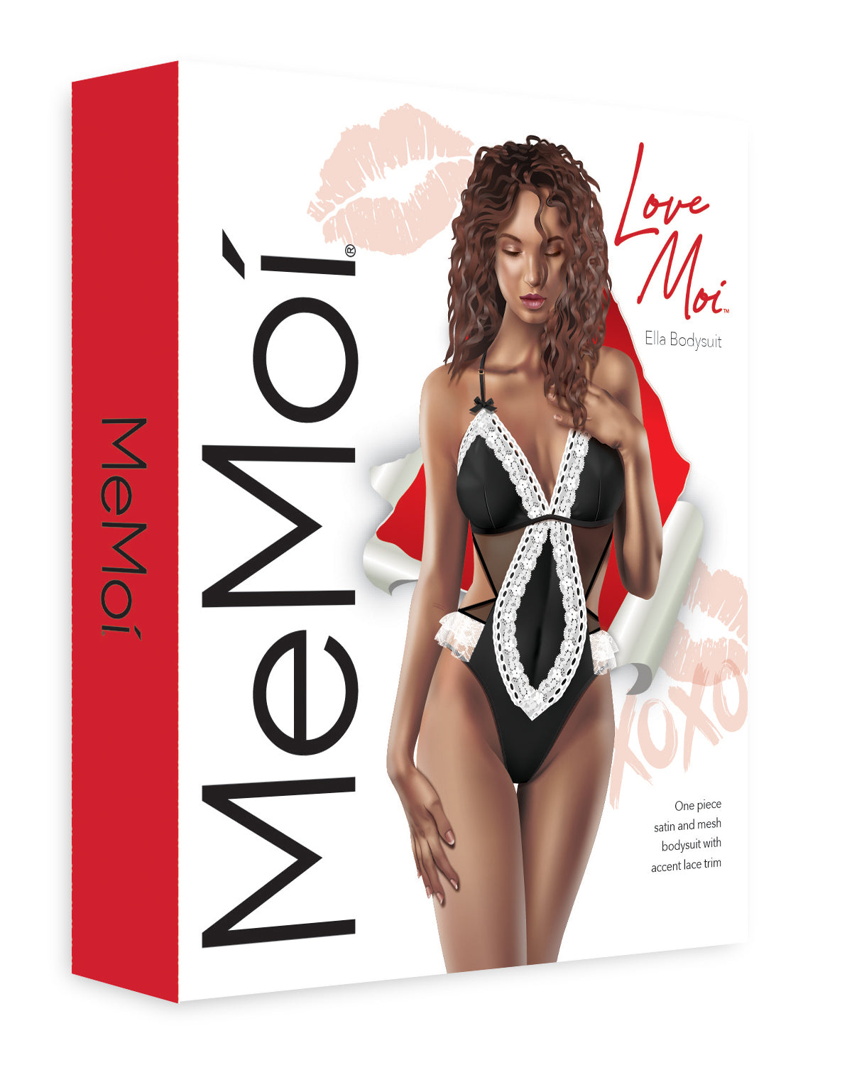 Women's Ella Satin and Lace Tiered Ruffle G-String Maid Bodysuit : Color: Black