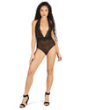 Women's Mia Deep Plunging V-Neck Lace Mesh Bodysuit : Color: Black