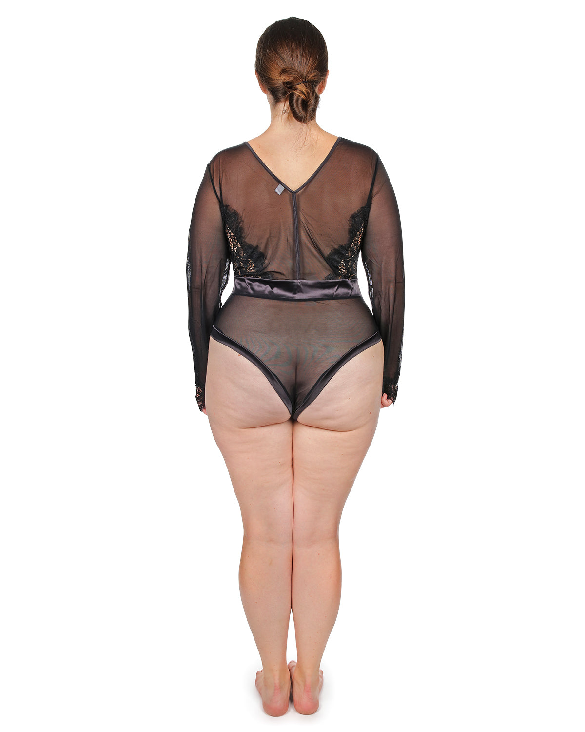 Women's Josephine Long Sleeve Lace Mesh Bodysuit : Color: Black