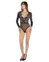 Women's Josephine Long Sleeve Lace Mesh Bodysuit : Color: Black