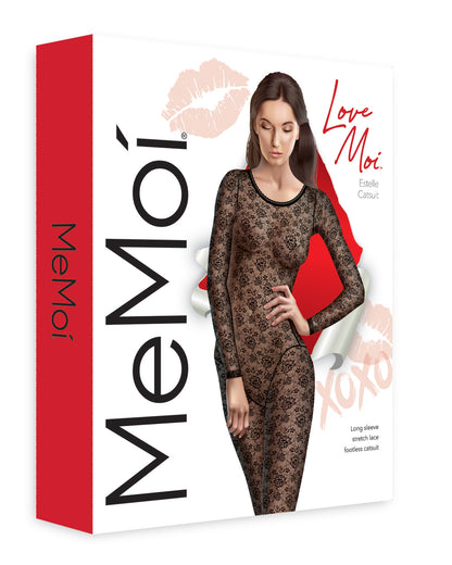 Women's Estelle Long Sleeve Stretch Lace Capri Catsuit : Color: Black