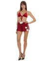 Women's 2 Piece Set Eve Bralette and Side Slit Shortie : Color: Red