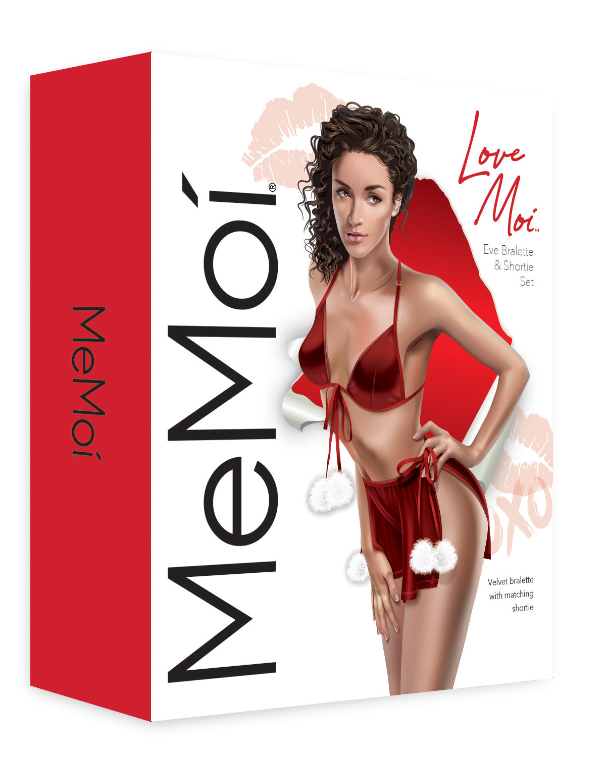 Women's 2 Piece Set Eve Bralette and Side Slit Shortie : Color: Red