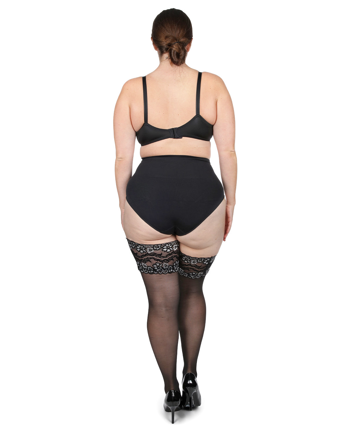 Women's French Lace Cuff Sheer Thigh High : Color: Black