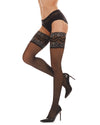 Women's French Lace Cuff Sheer Thigh High : Color: Black