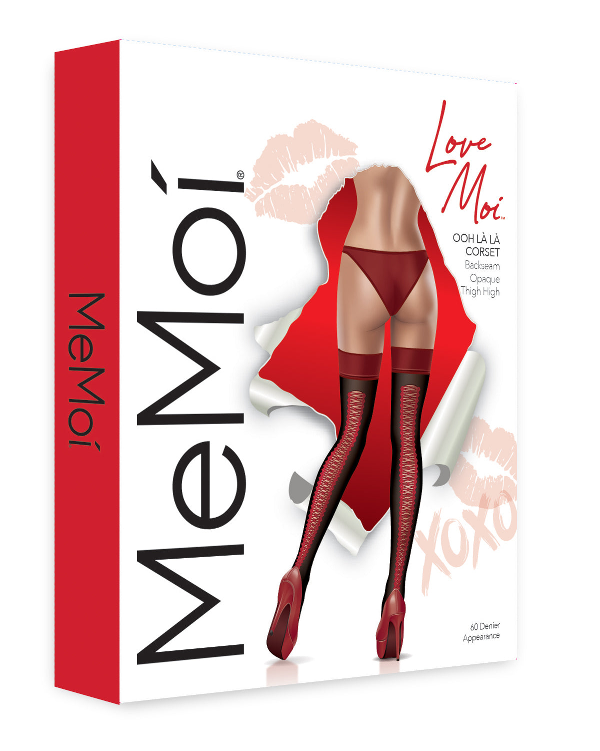 Women's Ooh La La Corset Backseam Opaque Thigh High : Color: Black-Red