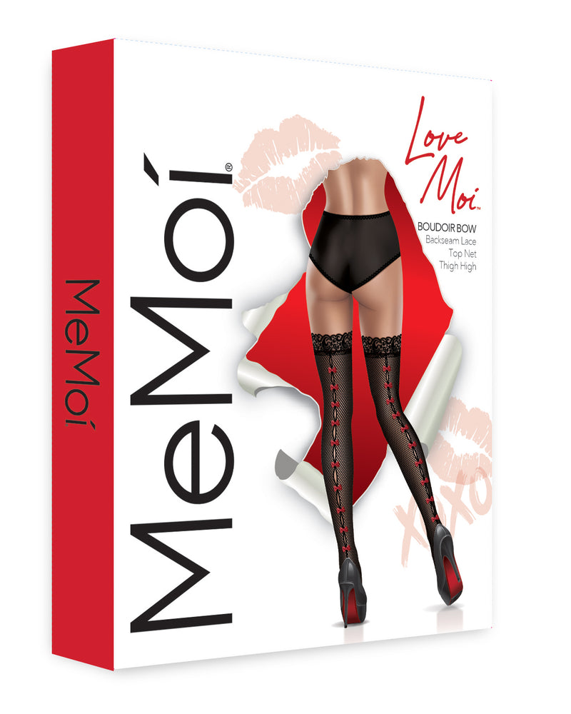 Black Red Bow Back Seam Tights