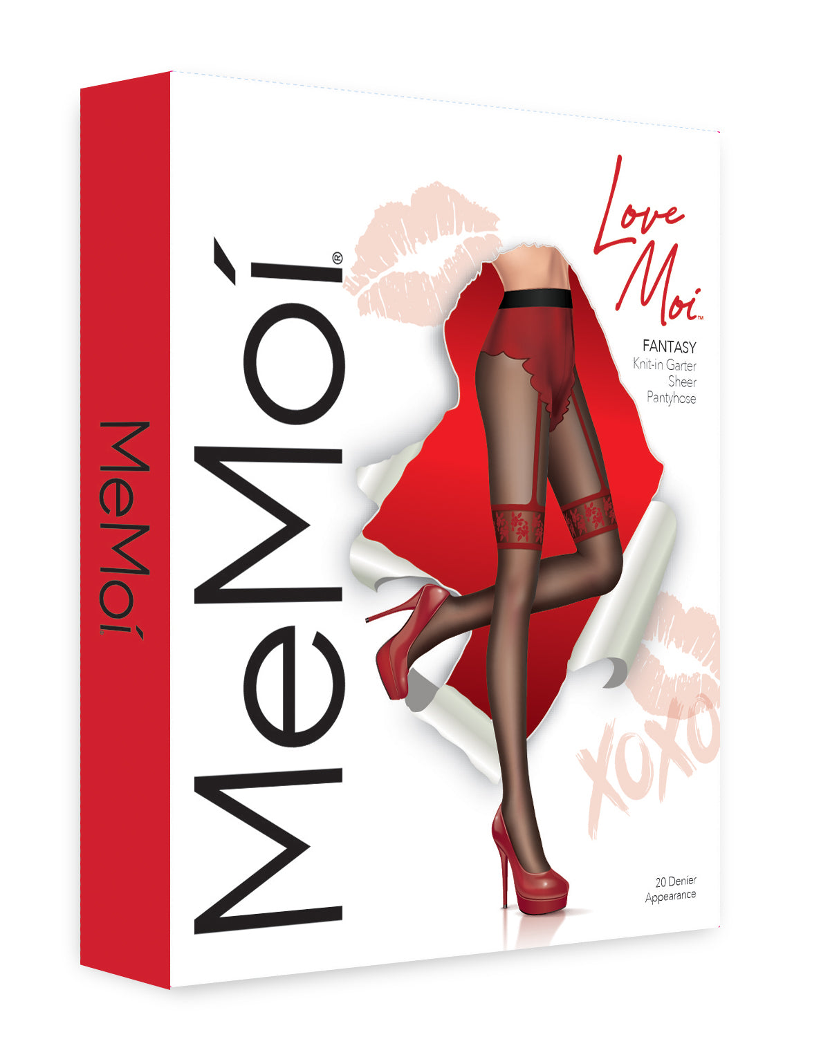 Women's Fantasy Knit in Cheeky Brief Garter Sheer Pantyhose : Color: Black-Red