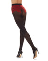 Women's Tie Me Up Faux Bow 60 Denier Opaque Tight : Color: Black-Red