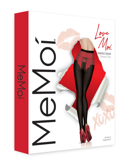 Women's Tie Me Up Faux Bow 60 Denier Opaque Tight : Color: Black-Red