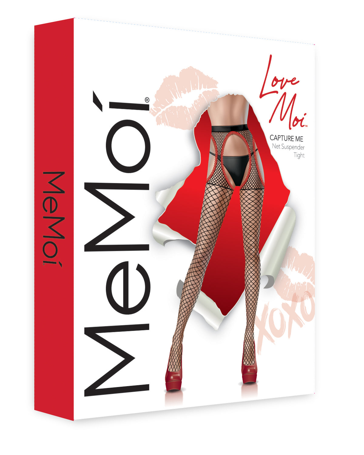 Women's Capture Me Fishnet Cutout Suspender Tight : Color: Black-Red