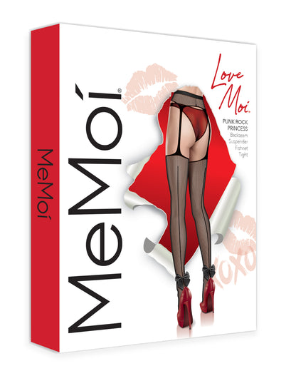 Women's Punk Rock Princess Backseam Suspender Fishnet Tights : Color: Black