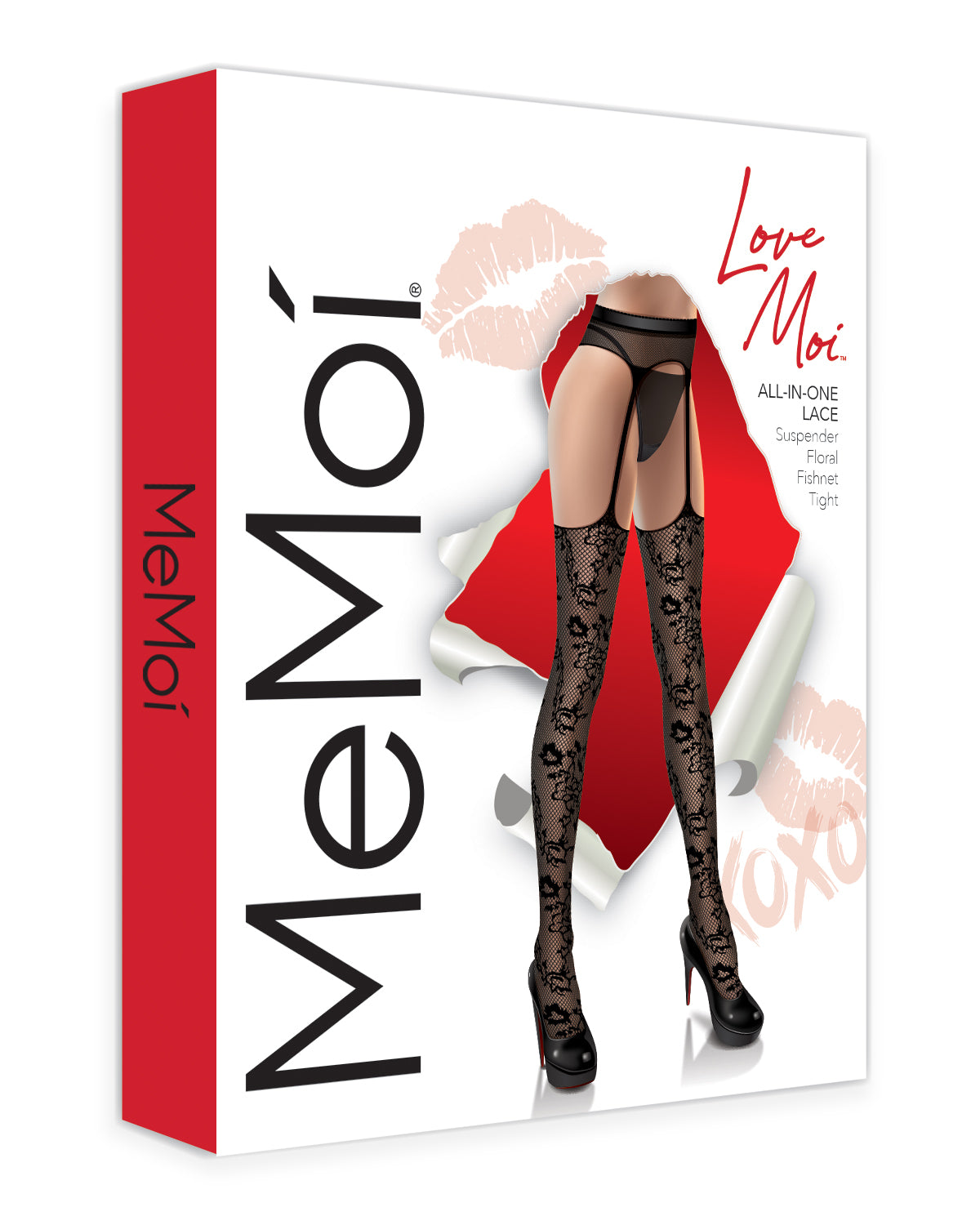 Women's All-In-One Lace Suspender Floral Fishnet Tights : Color: Black