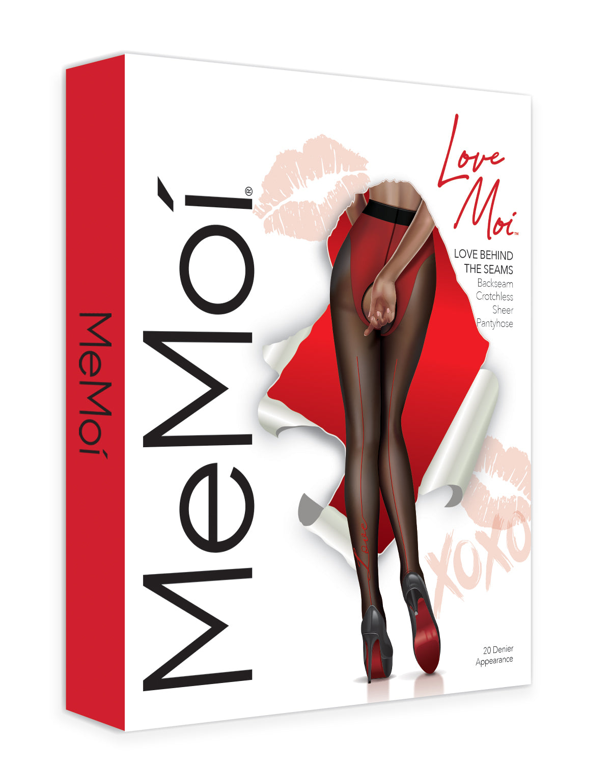 Women's Love Behind The Seams Backseam Crotchless Sheer Pantyhose : Color: Black-Red