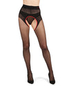 Women's Tease Me Lace Bikini Crotchless Sheer Pantyhose : Color: Black-Red