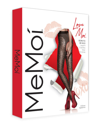 Women's Born To Be Wild Leopard Crotchless Sheer Pantyhose : Color: Black-Red