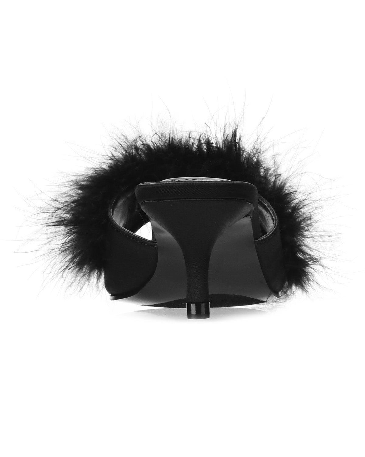 Women's Mona Marabou Hard Sole Slender Heel Slipper : Color: Black