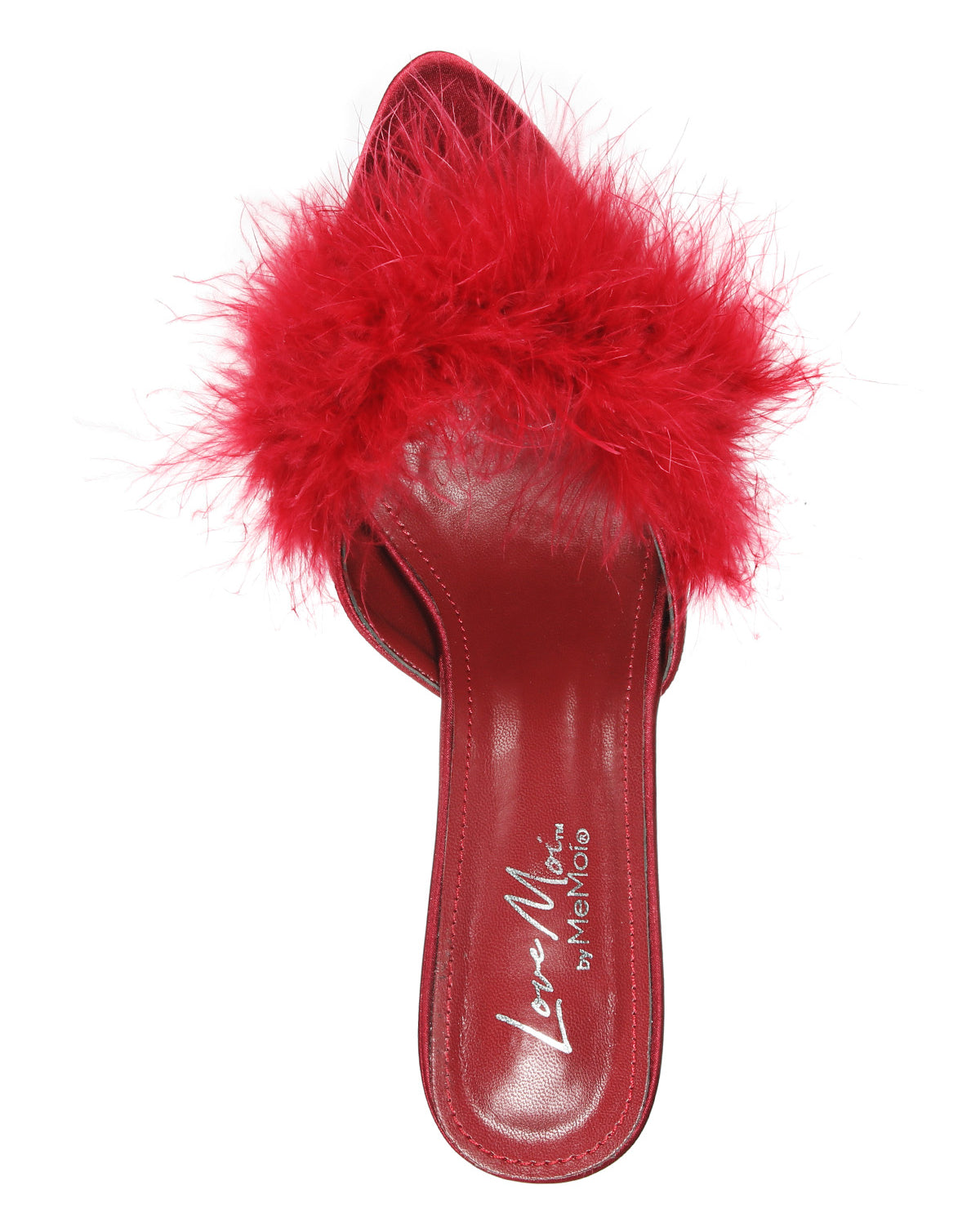 Women's Mona Marabou Hard Sole Slender Heel Slipper : Color: Red